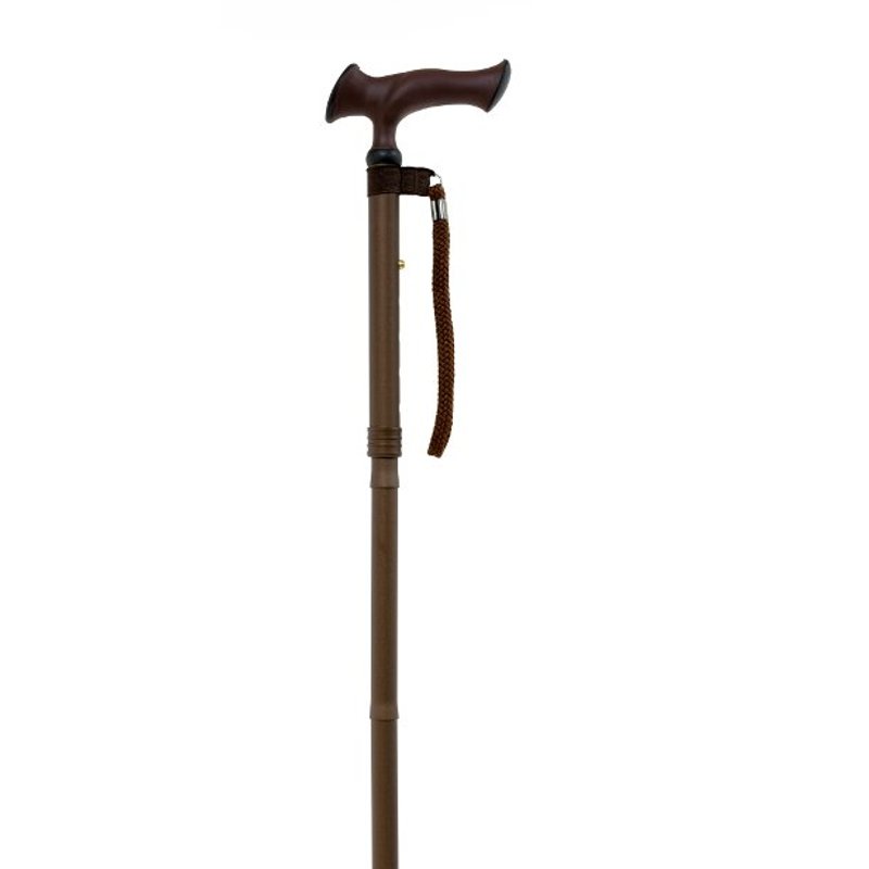 Muletilla plegable en aluminio, marrón puño ergonómico | R. 297